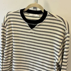 Lush Women's Ivory Black Striped Thermal Long Sleeve Top Small‎ T16919B Casual thumbnail 3