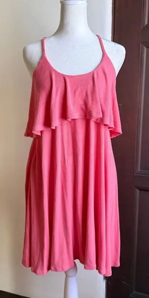 FREE PEOPLE | FP Beach PInk Ruffle Top Criss-Cross Back Strappy Sundress | Small thumbnail 1