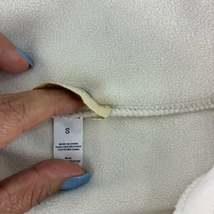 Qinsen Fleece Cropped Jacket‎ Pullover Women's Size Small Cream Y2K Drawstring thumbnail 4