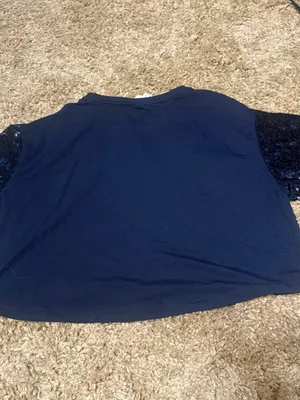 National Football League 🩷Teens Navy Sequin Sleeve Top with Orange Sequin Tiger Applique thumbnail 6