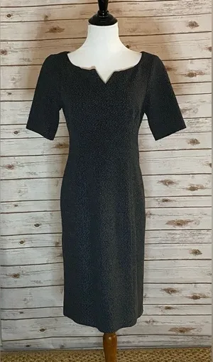nanette lapore grey/black classic office siren textured sheath dress Size 6 thumbnail 1
