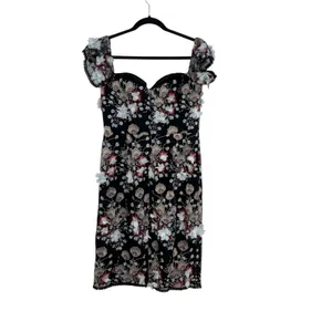 Dress‎ the Population Tara Floral Embroidered Black Multi Dress Size Large thumbnail 7