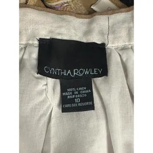 Cynthia Rowley modern classic tan/white striped linen A-line skirt Size 10 thumbnail 5