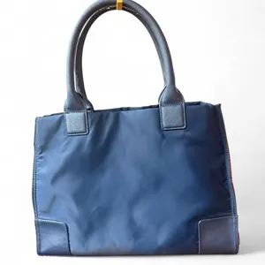 Tory Burch Ella Color-Block Nylon Tote Bag Royal Navy Cherry Apple Red thumbnail 2