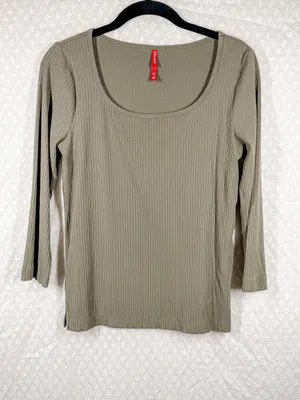 Spanx‎ Green Ribbed Scoop Neck Top thumbnail 2