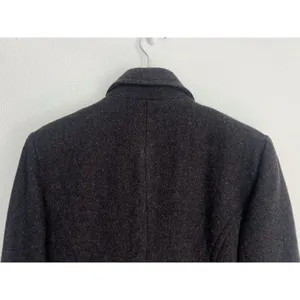 VTG Stephanie Matthews 100% Wool Charcoal Gray Button-Up Maxi Coat Dark Academia thumbnail 3