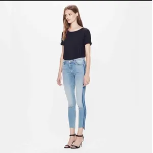 MOTHER The Insider Crop Step Fray Jeans Women 30 Light Kitty Rager Side Stripe thumbnail 11
