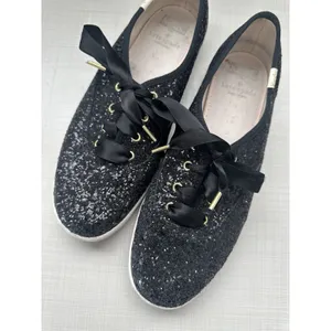 Keds x kate spade new york Black Glitter Ribbon Lace-Up Low Top Sneaker 7.5 thumbnail 2
