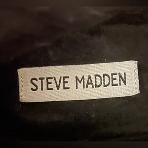 Steve Madden Black and Cream Combat Style Boots with Faux Fur thumbnail 7