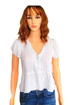 Eyeshadow Crop Top Short Sleeve Button Up Size Medium thumbnail 1