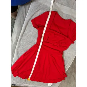NWT OYS Size Medium Red Square Neck Mini Dress Shirt‎ Sleeve Formal Fit Flare thumbnail 7