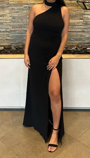 Lulus Keep It Interesting Black Asymmetrical Cutout Halter Maxi Dress - Size L thumbnail 4