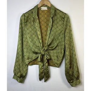 Urban Outfitters medium satin 70's retro disco willow tie green 60's party thumbnail 2