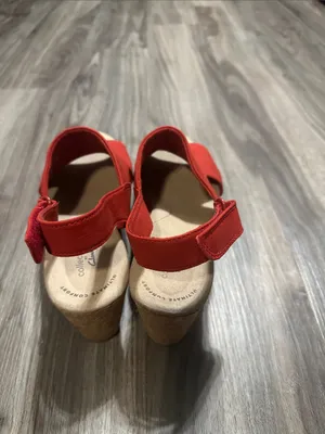 Clarks Red  Wedge Sandals with Cork Platform thumbnail 5
