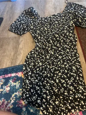 & other stories Black Floral Square-Neck Mini Dress thumbnail 10