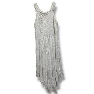 Chico's Lace Hanky Hem Midi Dress Optic White Crochet Sleeveless 0 S 4 NWT thumbnail 4