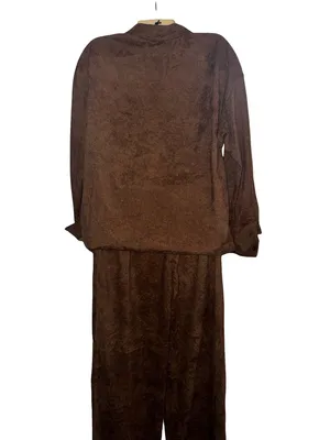 Corduroy Women's Brown Two-Piece Baggy Button Shirt & Wide-Leg Pants Set thumbnail 2
