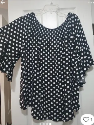 Cato Black and White Polka Dot Ruffle Sleeve Blouse thumbnail 4