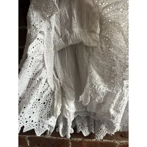 HEMANT AND NANDITA White Eyelet One Shoulder Tiered Dress Size 4 Anthropologie thumbnail 7
