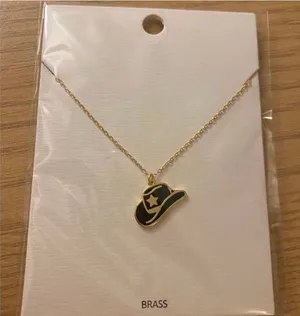 Boutique Gold Cowboy Hat Necklace – Western Country Charm Pendant thumbnail 1