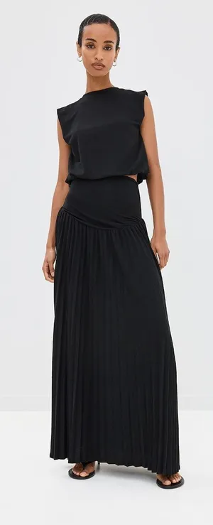 Lioness Field of Dreams Black 2 Piece Muscle Top Foldover Maxi Skirt Set Small thumbnail 1