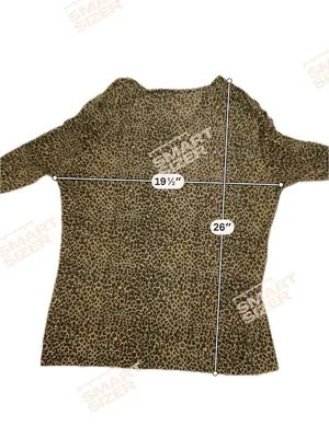 Y2K 2000s Women's Long Sleeve Cheetah Print Animal Lightweight Large Boat Neck thumbnail 2
