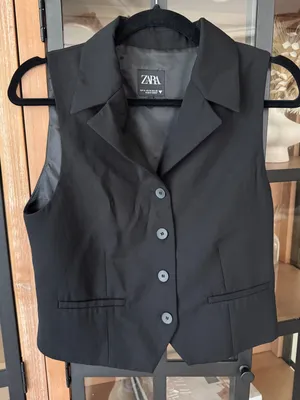 Zara waistcoat tailored vest top sleeveless collar lapel button down thumbnail 5