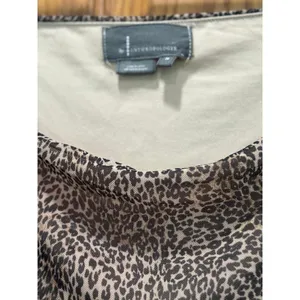 Anthropologie Leopard‎ Mesh Ruched Off Shoulder Top Brown Black Medium thumbnail 5