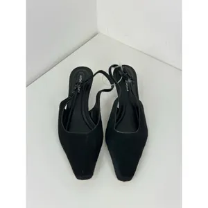 NEW Antonio Melani Kitten Heel Sling Back Black Leather Fur Minimalist US 8 thumbnail 4