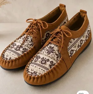 Anthropologie brown boho moccasin shoes size 7.5 ethnic print thumbnail 1