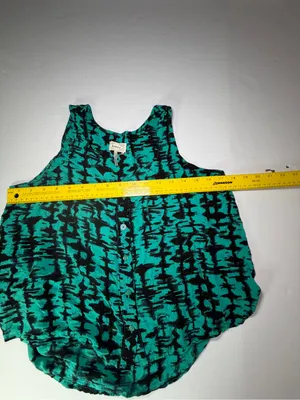 Kirra Teal and Black Abstract Button-Front Tank Top see description thumbnail 4