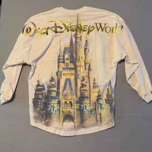 Disney Spirit Jersey 50th Anniversary Castle Top Cream Gold Women XS thumbnail 4