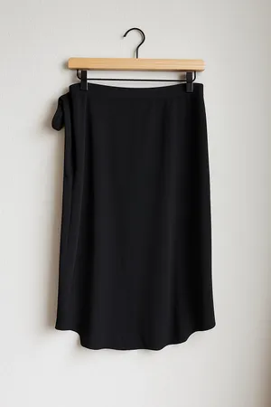 Tobi Black Asymmetrical Wrap Side Tie Midi Skirt thumbnail 6