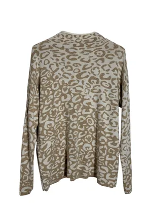 J. McLaughlin Animal Print Elsie Mock Neck Sweater Size M Neutral Leopard thumbnail 3