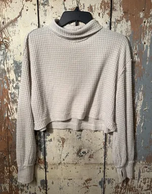 Free People Cropped Knit Top size XS mock neck thumbnail 1