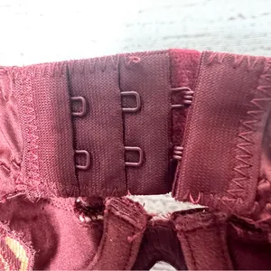 Frederick’s of Hollywood Burgundy Satin & Gold Lace Bustier w/ Garter Straps thumbnail 8