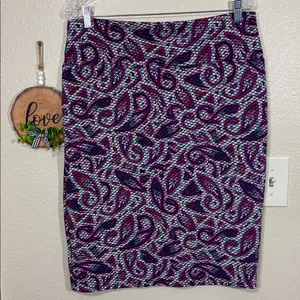 Lularoe Purple/Green Paisley Print Cassie Pencil Skirt Size XL thumbnail 4