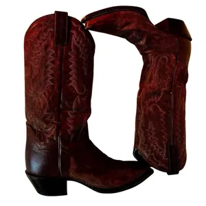 VTG Cowboy Boots Dan Post Wom Sz 8.5 Western Wear Embroidery Stitch Detailed-Boh thumbnail 3