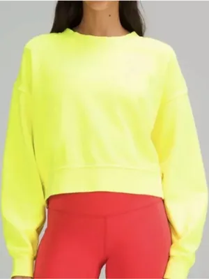 Lululemon Neon Yellow Cropped Sweatshirt Sz 4 thumbnail 6