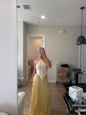 Amazon Yellow Maxi Linen Skirt thumbnail 3
