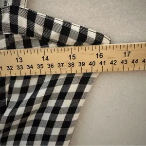 Hollister Women Mini Romper Gingham Checkered Black White Floral Lace Up size M thumbnail 9