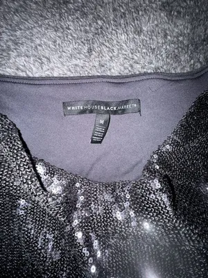 White House Black Market Sequin Top Size M Gray Sleeveless Sparkle thumbnail 2