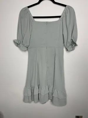 Double Zero Puff Sleeve Mini Dress in Sage thumbnail 5