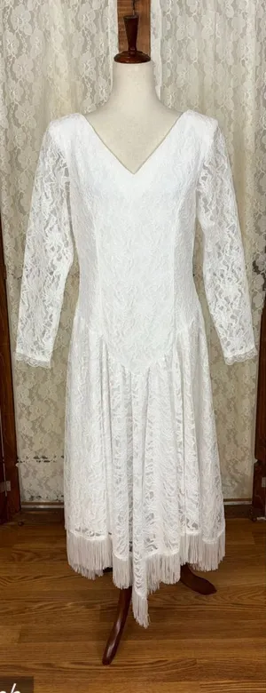 Beautiful Vintage 90s Western Collection Tea Length Wedding Dress thumbnail 1