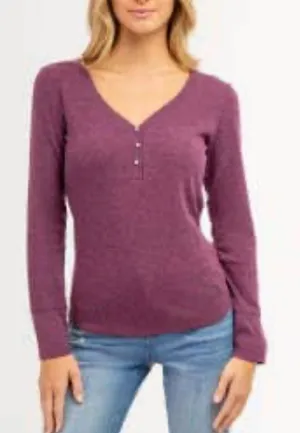 U.S. Polo Assn Burgundy Waffle Knit Thermal Henley Top Size‎ L 90’s thumbnail 1