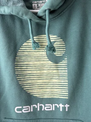 Carhartt Teal Green Crewneck Hoodie with Yellow Graphic thumbnail 4