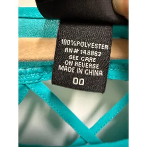 Torrid Teal Blue Lattice‎ Strappy Back Georgette Blouse Size 00 M/L 10 thumbnail 5