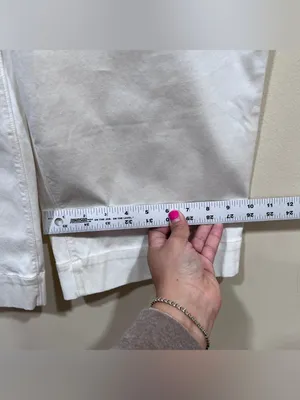 SPANX Bright White Stretch Twill Cropped Wide Leg Pants size large EUC thumbnail 6