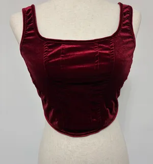Unbranded Red Velvet Corset Crop Top Sz S thumbnail 1