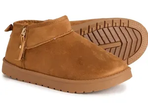 ASPEN Mini Side-Zip Faux Shearling Boots 7 Chestnut $49 Retail NEW thumbnail 1